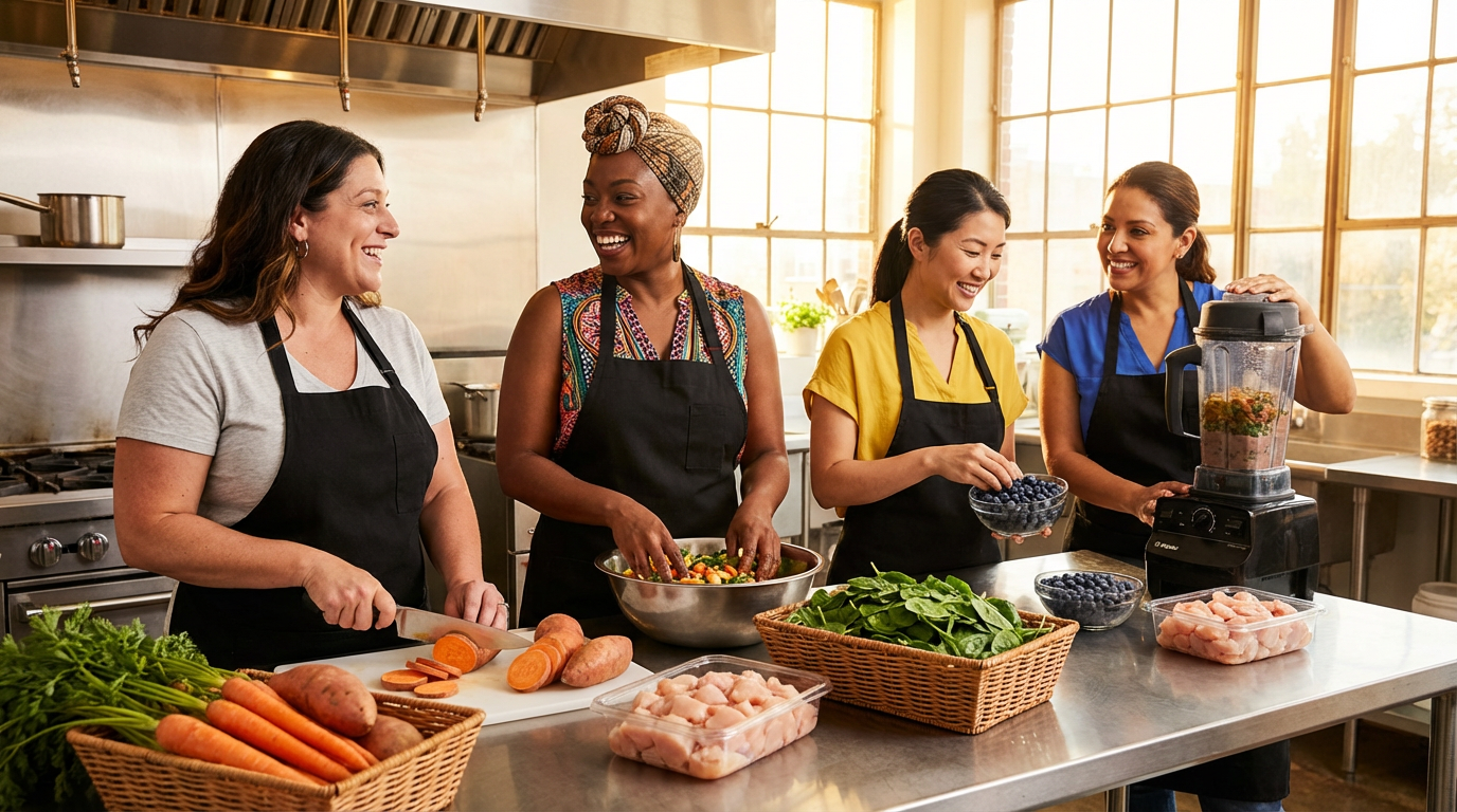 Amy and her team in the Harvest Hounds kitchen